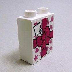 画像1: 6023993,6101880【White】デュプロ 1x2x2ブリック(贈り物) 1個