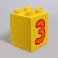 6024048【Yellow】デュプロ 2x2x2ブリック(数字の3-その1) 1個