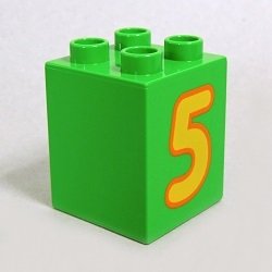 画像1: 6024073【Bright Green】デュプロ 2x2x2ブリック(数字の5) 1個