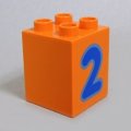 6024038【Orange】デュプロ 2x2x2ブリック(数字の2) 1個