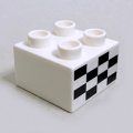 6101162【White】デュプロ 2x2ブリック(チェッカーフラッグ柄) 1個