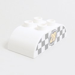 画像1: 6186705【White】デュプロ 2x4ダブルカーブブリック(モノクロチェッカーに28) 1個