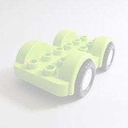 画像1: 6249882【Lime】デュプロ 2x6カーベース(White Wheels) 1個