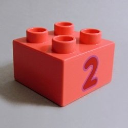 画像1: 6286272【Coral】デュプロ 2x2ブリック(数字の2) 1個