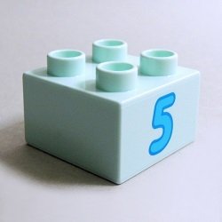 画像1: 6330456【Light Aqua】デュプロ 2x2ブリック(数字の5) 1個