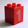 6340352【Red】デュプロ 2x2x2ブリック(数字の1-その2) 1個