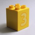 6340354【Yellow】デュプロ 2x2x2ブリック(数字の3-その2) 1個
