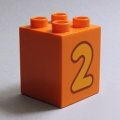 6340353【Orange】デュプロ 2x2x2ブリック(数字の2-その2) 1個
