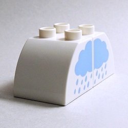 画像1: 6440239+6440240【White】デュプロ 2x2x1.5カーブブリック(雨雲,虹,両面プリント) 1セット