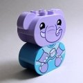 6463971+6463972【Lavender+Medium Azure】デュプロ ゾウ(両面プリント) 1セット