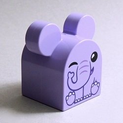 画像1: 6463973【Lavender】デュプロ 2x2耳付きかまぼこブリック(ゾウ) 1個