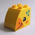 6463197【Yellow】デュプロ 2x3x2カーブブリック(かお,トリ,両面プリント) 1個