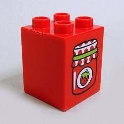 画像1: わけあり 6136472【Red】デュプロ 2x2x2ブリック(イチゴジャム) 1個