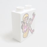 画像: 6108210【White】デュプロ 1x2x2ブリック(デイジー,両面プリント) 1個