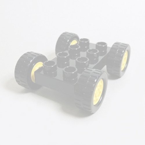 画像1: 6070192,6201043,6246959【Black】デュプロ 2x4カーベース(Yellow Wheels) 1個