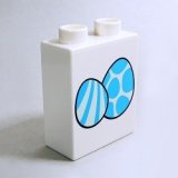 画像: 6346777【White】デュプロ 1x2x2ブリック(タマゴ,高電圧マーク,両面プリント) 1個