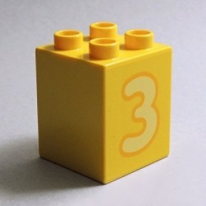 画像: 6340354【Yellow】デュプロ 2x2x2ブリック(数字の3-その2) 1個