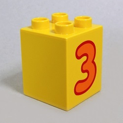 画像1: 6024048【Yellow】デュプロ 2x2x2ブリック(数字の3-その1) 1個