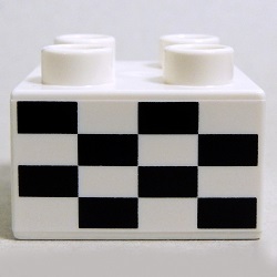 画像: 6101162【White】デュプロ 2x2ブリック(チェッカーフラッグ柄) 1個