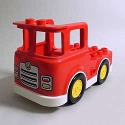 画像1: 6251088＋6249384【Red＋White】デュプロ トラック(Yellow Wheels) 1個