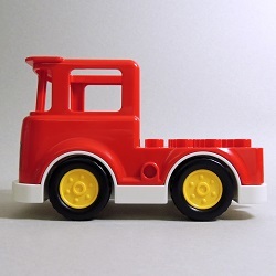 画像: 6251088＋6249384【Red＋White】デュプロ トラック(Yellow Wheels) 1個