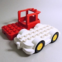 画像: 6251088＋6249384【Red＋White】デュプロ トラック(Yellow Wheels) 1個