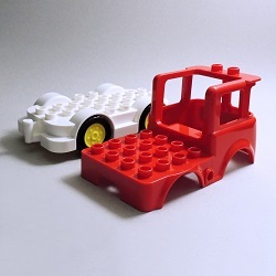 画像: 6368269+6370543【Red+White】デュプロ トラック(Vibrant Yellow Wheels) 1個