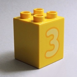 画像1: 6340354【Yellow】デュプロ 2x2x2ブリック(数字の3-その2) 1個